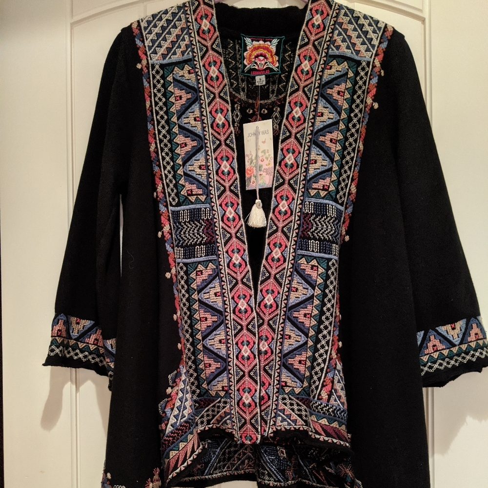 Johnny Was three quarter sleeve embroidered jacket